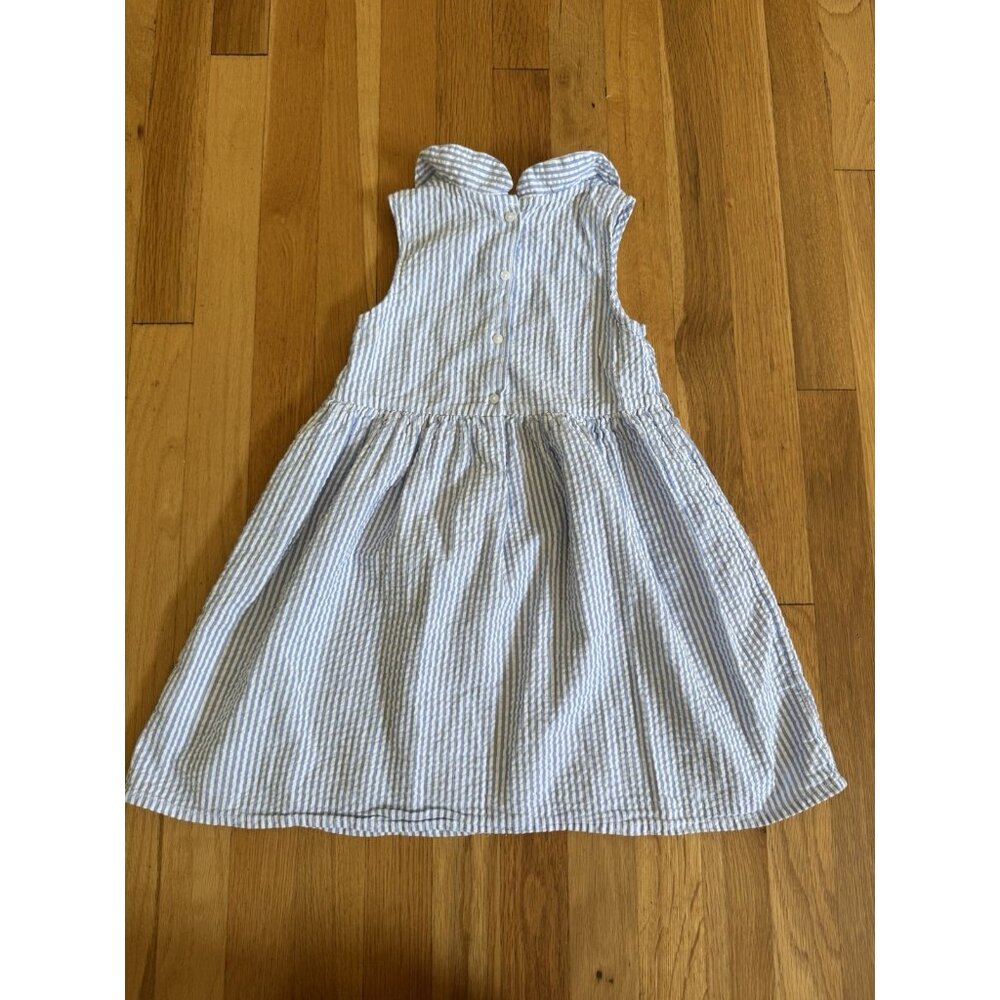 H&M Seersucker Dress Girls Sz 6 White Blue Striped Coastal Resort Nautical - Picture 4 of 7